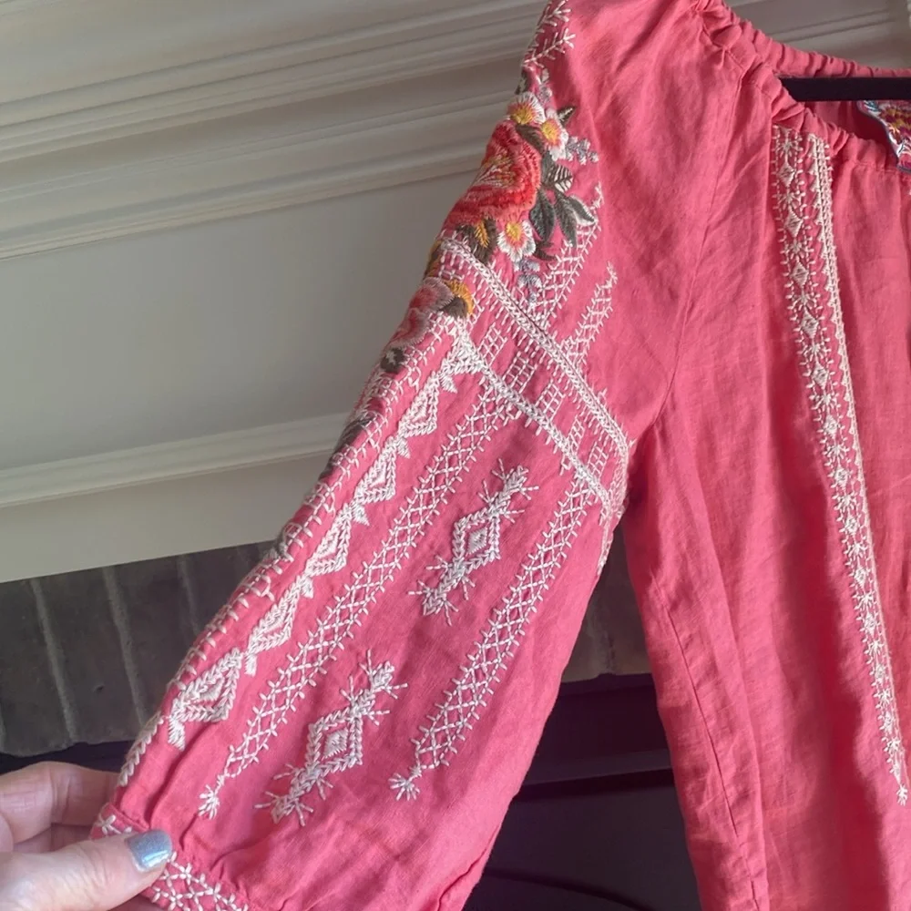 NWT Johnny Was Paola Peasant Tie Blouse in Size M - Picture 4 of 13